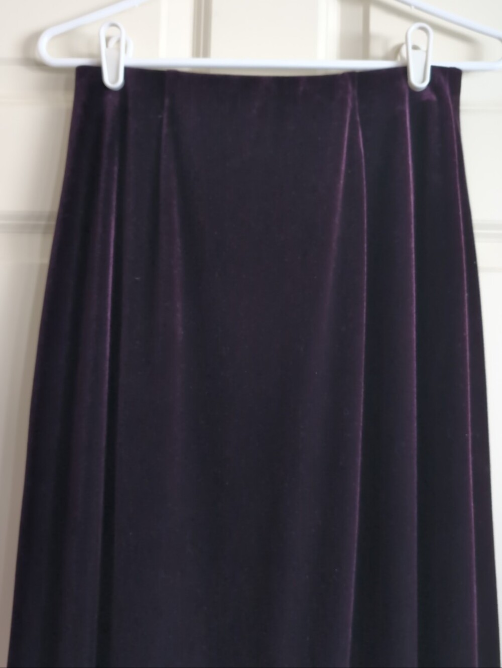 Vintage 90s or Y2K dark purple low rise poly velvet maxi skirt